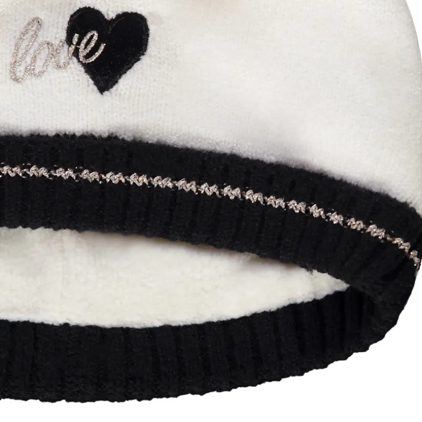 Ensemble bonnet + moufles cœurs pour bébé fille