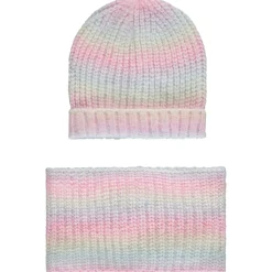 Ensemble bonnet + snood en tricot effet dégradé pour fille