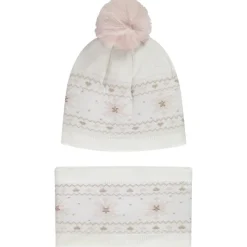 Ensemble bonnet + snood en tricot jacquard pour bébé fille