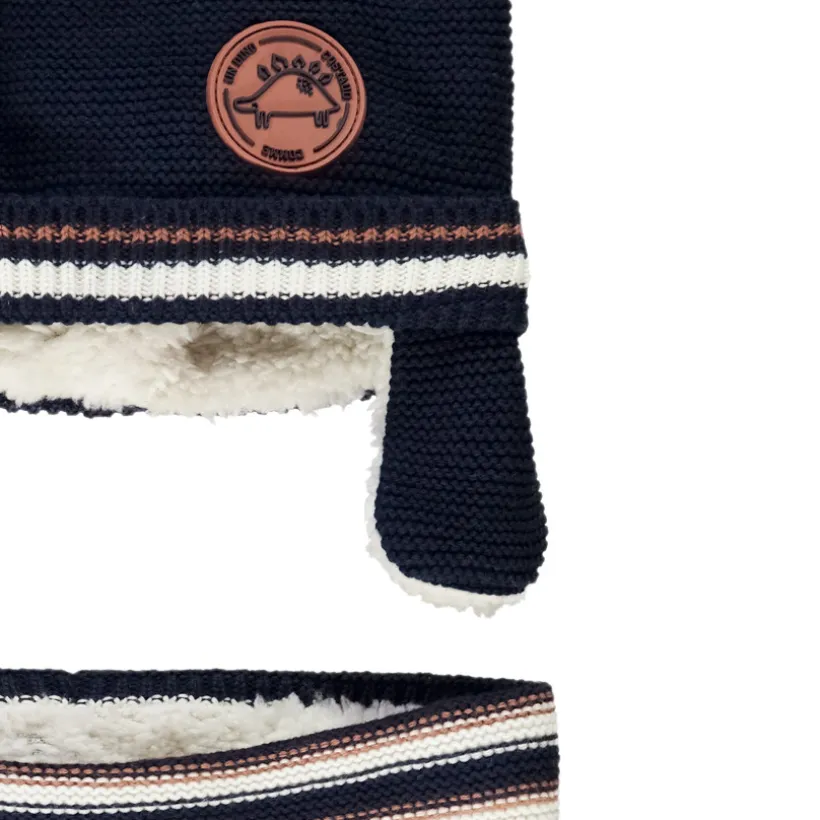 Ensemble bonnet + snood rayé pour bébé garçon