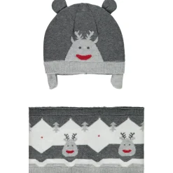 Ensemble bonnet + tour de cou motif jacquard pour bébé garçon