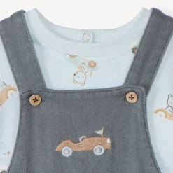 Ensemble court 2 pièces avec salopette pour bébé garçon