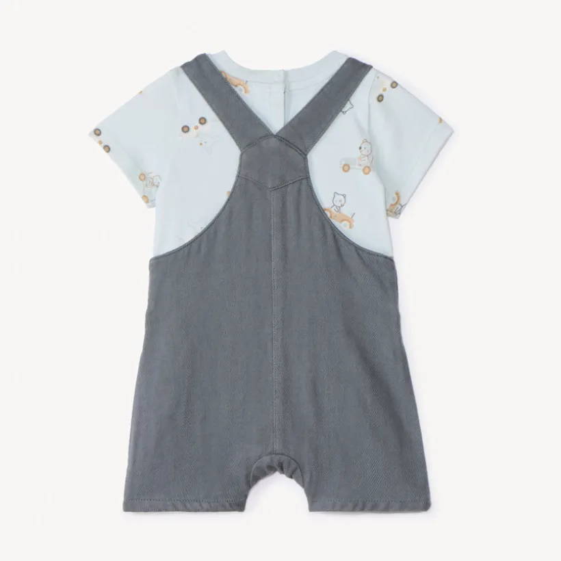 Ensemble court 2 pièces avec salopette pour bébé garçon