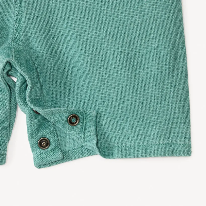 Ensemble court 2 pièces chemise col mao et salopette pour bébé garçon