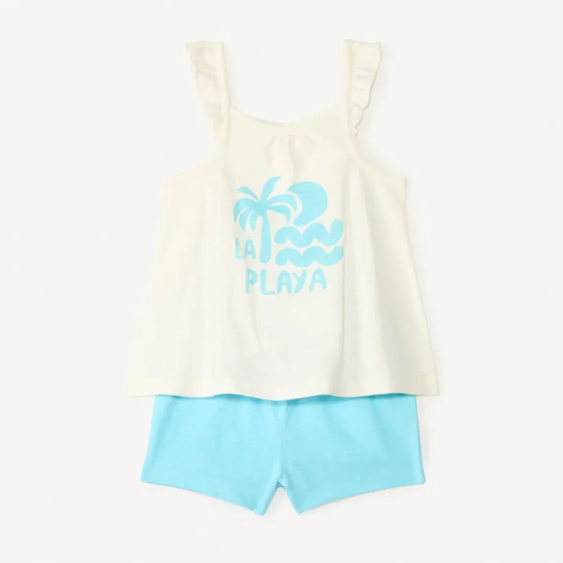 Ensemble court 2 pièces débardeur à volant + short pour bébé fille