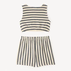 Ensemble court 2 pièces total look rayé pour fille