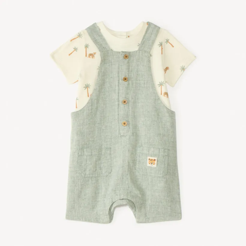 Ensemble court 2 pièces t-shirt + salopette pour bébé garçon