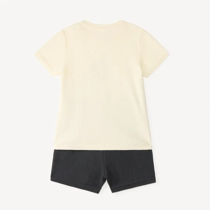 Ensemble court t-shirt + short en maille fantaisie pour bébé garçon