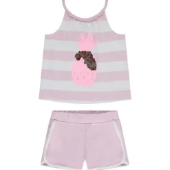 Ensemble débardeur rayé fantaisie à sequins + short pour fille