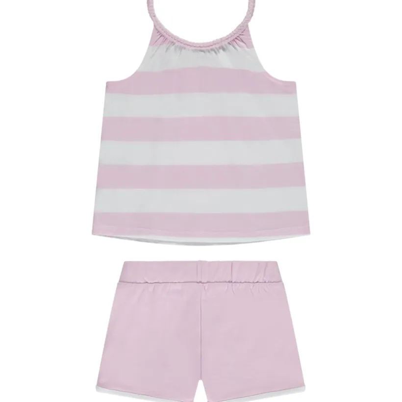 Ensemble débardeur rayé fantaisie à sequins + short pour fille