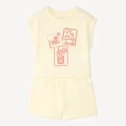 Ensemble débardeur + short broderie timbre pour fille