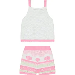 Ensemble débardeur + short en tricot fantaisie à fleurs pour bébé fille