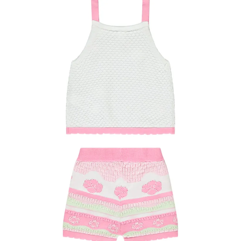 Ensemble débardeur + short en tricot fantaisie à fleurs pour bébé fille