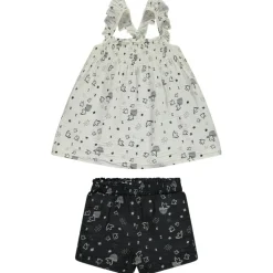 Ensemble débardeur + short imprimé fantaisie oiseaux pour bébé fille