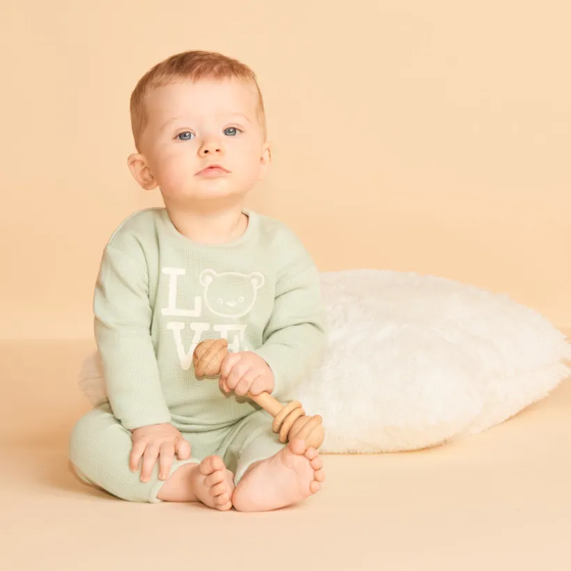 Ensemble de jogging en nid d'abeille print ourson pour bébé garçon