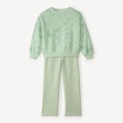 Ensemble de jogging fille en molleton gratté imprimé fleurs