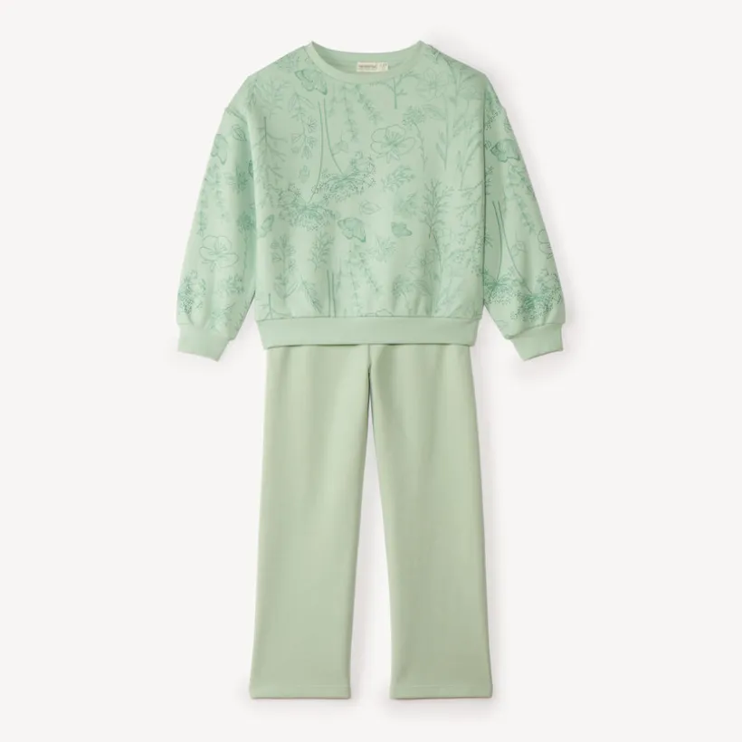 Ensemble de jogging fille en molleton gratté imprimé fleurs