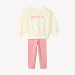 Ensemble de jogging 2 pièces avec cœurs : sweat + legging pour bébé fille