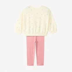 Ensemble de jogging 2 pièces avec cœurs : sweat + legging pour bébé fille