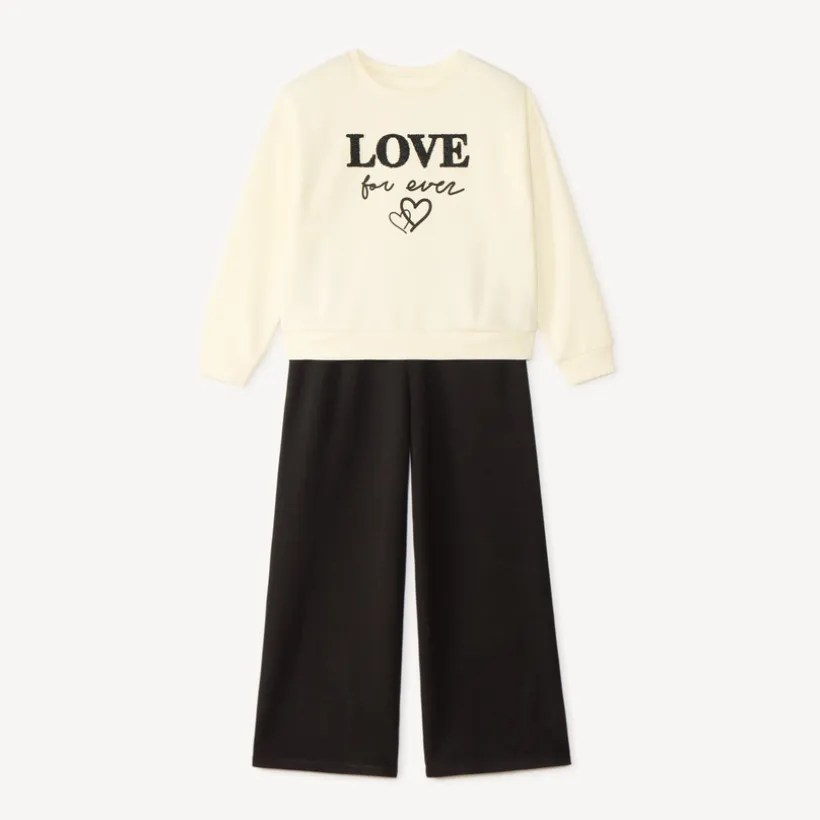 Ensemble de jogging sweat + pantalon évasé pour fille