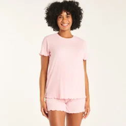 Ensemble de pyjama t-shirt manches courtes + short avec bandeau haut de grossesse