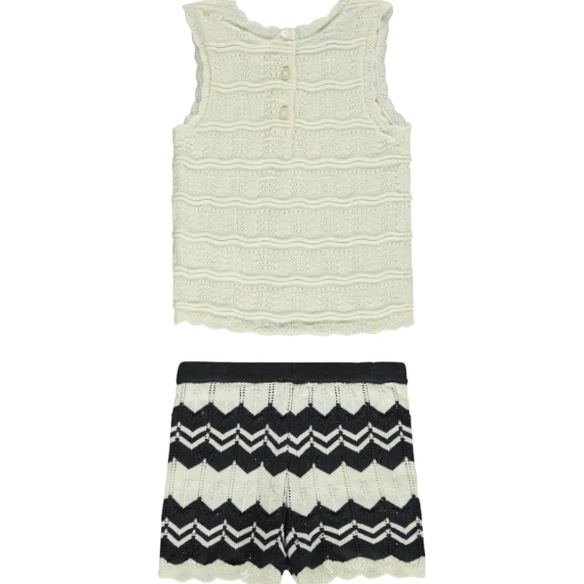 Ensemble en crochet débardeur + short à motifs fantaisie pour bébé fille