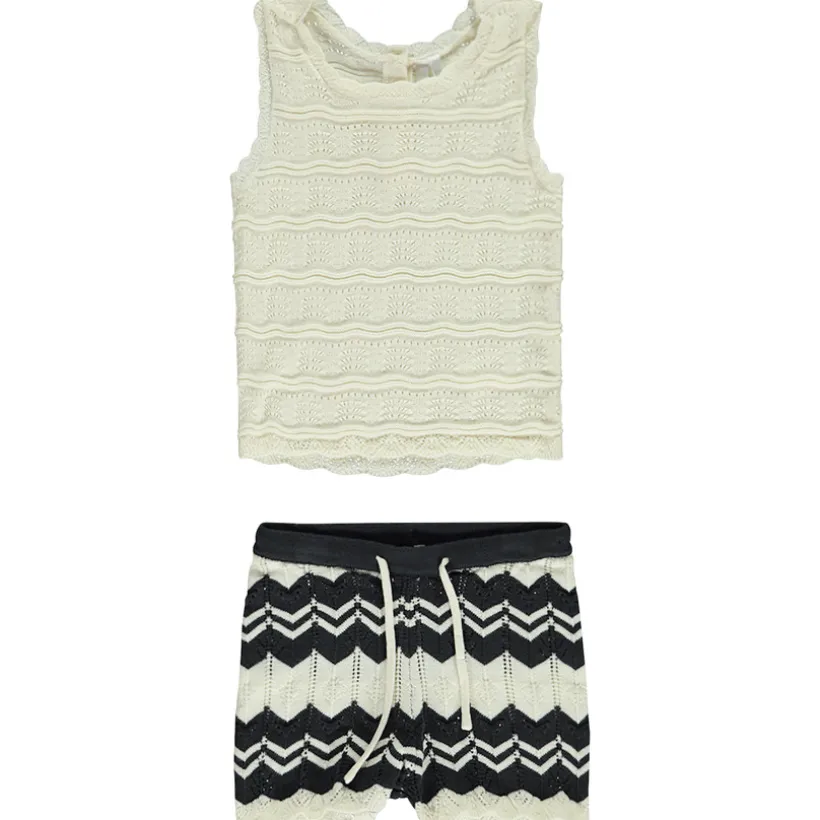 Ensemble en crochet débardeur + short à motifs fantaisie pour bébé fille