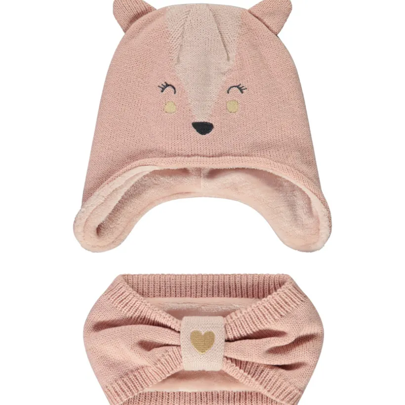 Ensemble en tricot bonnet + snood pour bébé fille
