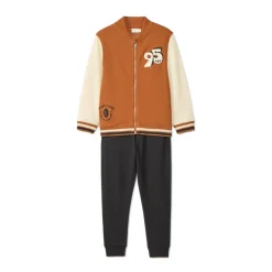 Ensemble gilet brodé fantaisie à col teddy + jogging pour garçon