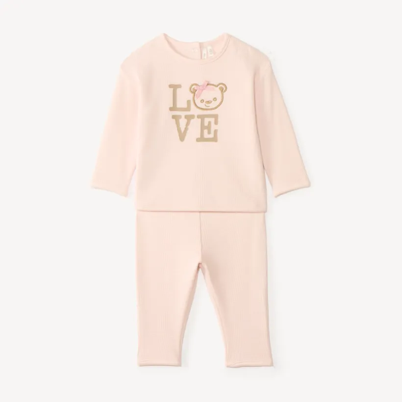 Ensemble jogging avec broderie ourson pour bébé fille