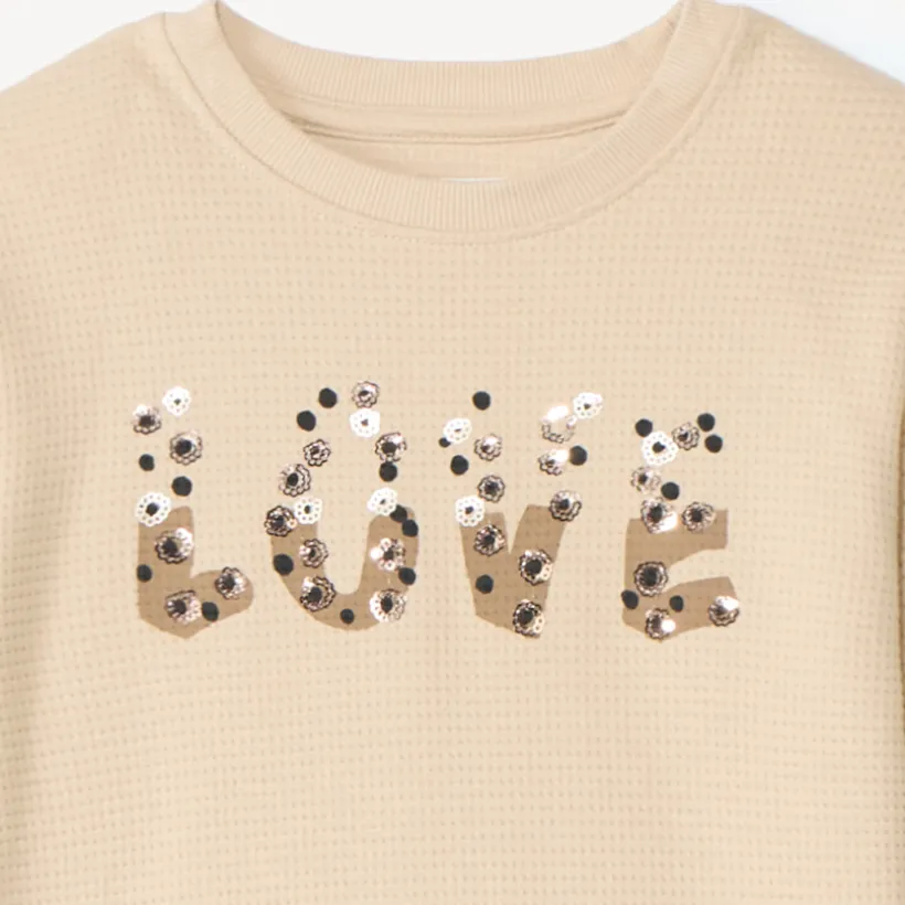 Ensemble jogging en nid d'abeille avec sequins pour fille