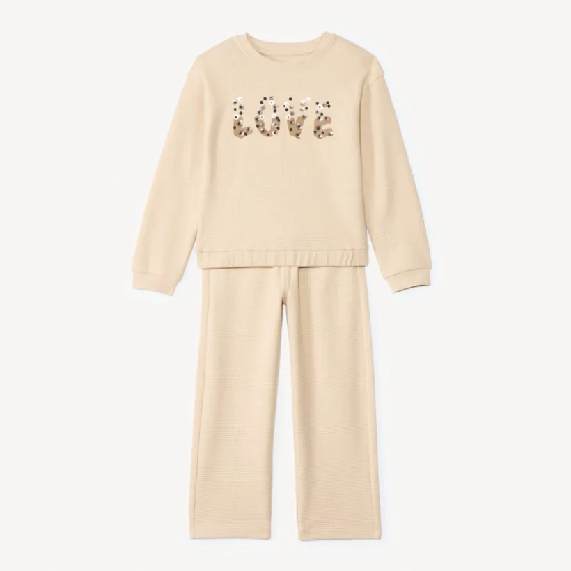 Ensemble jogging en nid d'abeille avec sequins pour fille