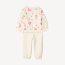 Ensemble jogging molleton effet côtelé pour bébé fille