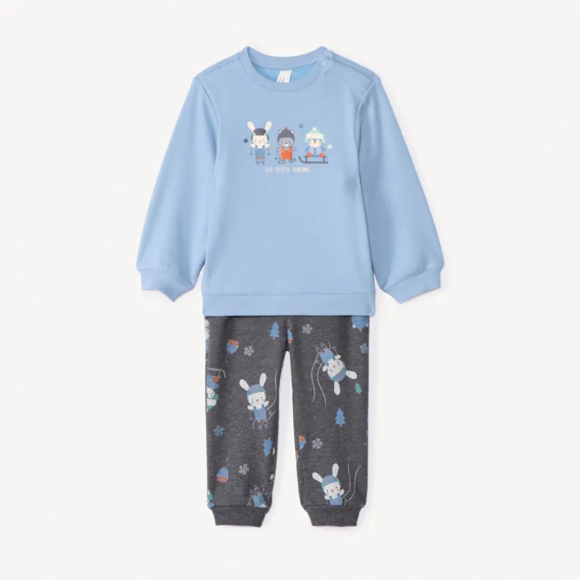 Ensemble jogging molleton motif ski pour bébé garçon