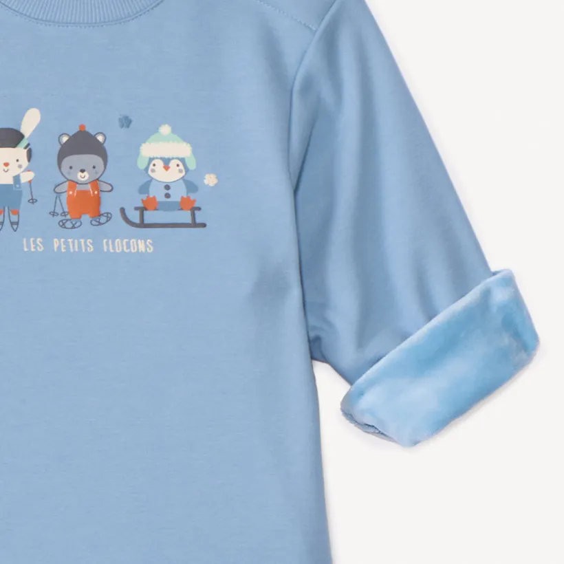 Ensemble jogging molleton motif ski pour bébé garçon