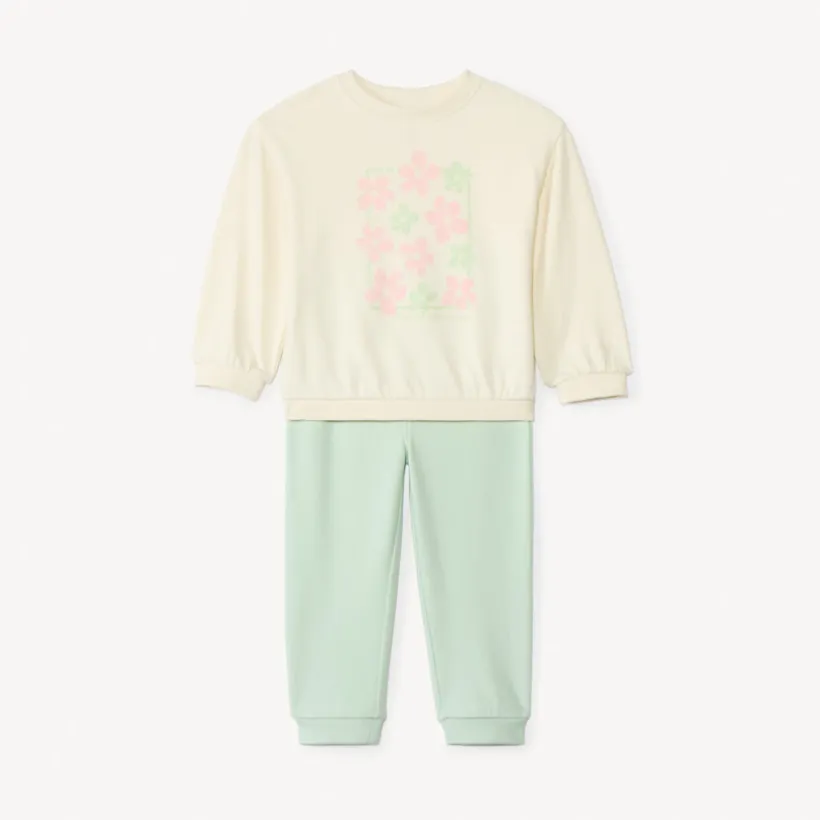 Ensemble jogging molleton print fleurs pour bébé fille