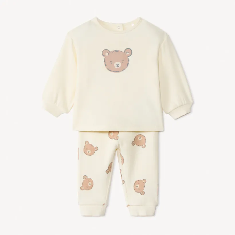 Ensemble jogging ourson en nid d'abeille pour bébé