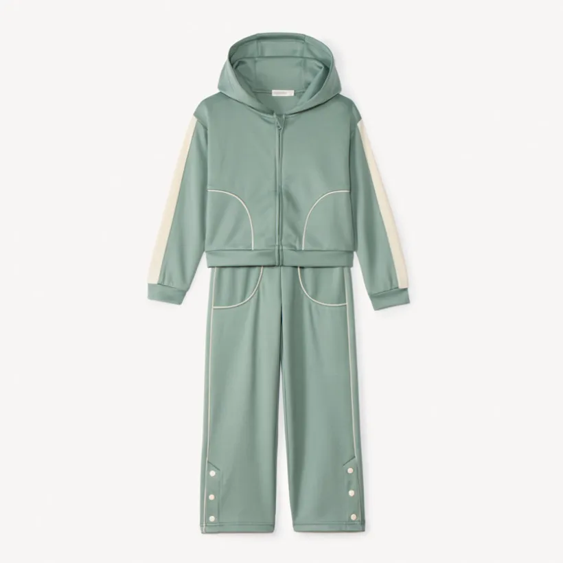 Ensemble jogging uni avec capuche pour fille
