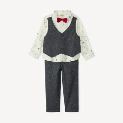 Ensemble long 3 pièces avec nœud papillon pour bébé garçon