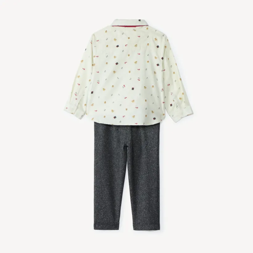 Ensemble long 3 pièces avec nœud papillon pour bébé garçon
