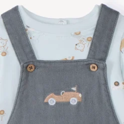 Ensemble long 2 pièces avec salopette pour bébé garçon