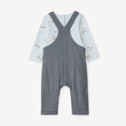 Ensemble long 2 pièces avec salopette pour bébé garçon