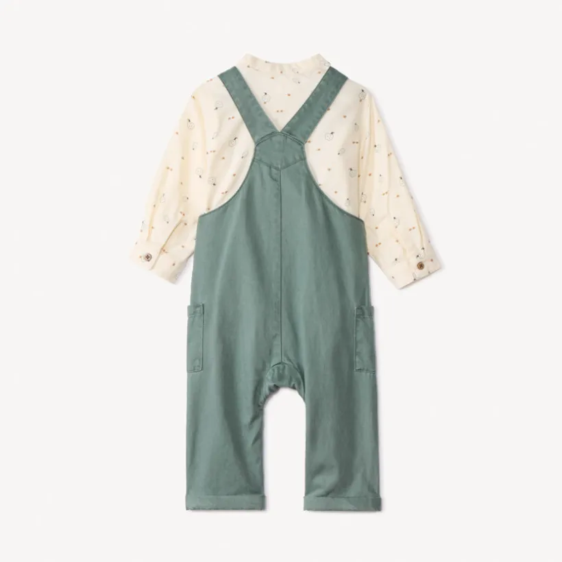Ensemble long salopette + chemise imprimée pour bébé garçon