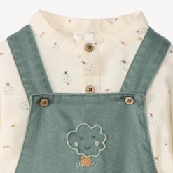 Ensemble long salopette + chemise imprimée pour bébé garçon