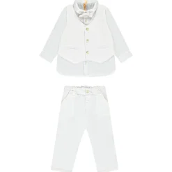 Ensemble pantalon et chemise + gilet à nœud amovible pour bébé garçon