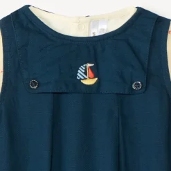 Ensemble 2 pièces avec barboteuse broderie bateau pour bébé garçon