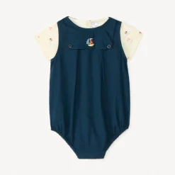 Ensemble 2 pièces avec barboteuse broderie bateau pour bébé garçon