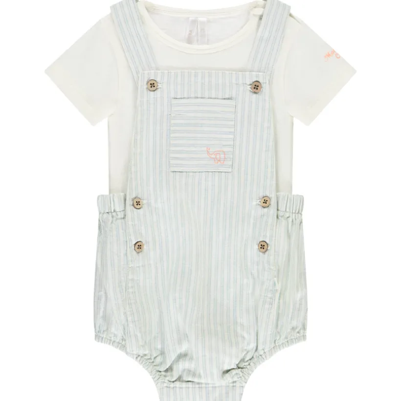 Ensemble 2 pièces avec barboteuse rayée pour bébé garçon