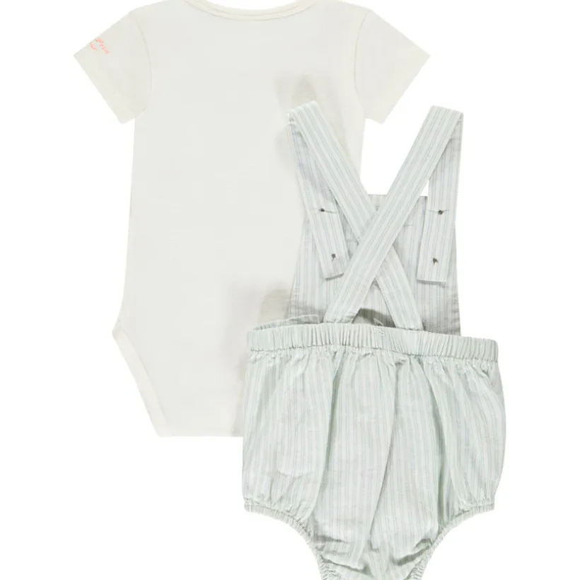 Ensemble 2 pièces avec barboteuse rayée pour bébé garçon
