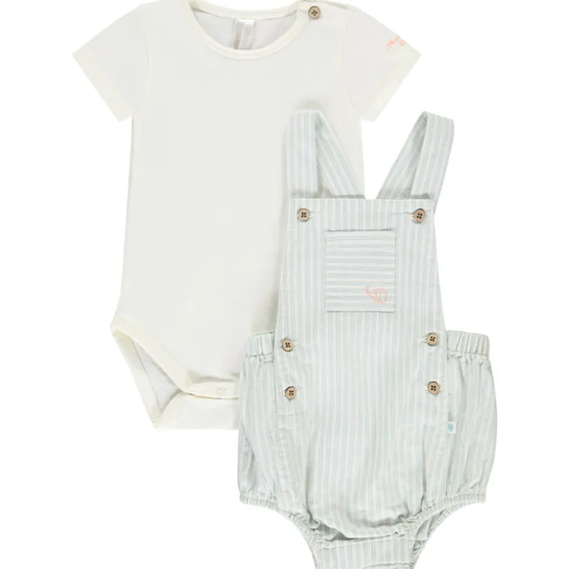 Ensemble 2 pièces avec barboteuse rayée pour bébé garçon